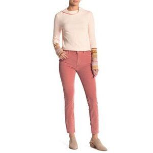 Free People High Rise Skinny Corduroy Pants Frayed Hem Modern Mauve Size 27 New